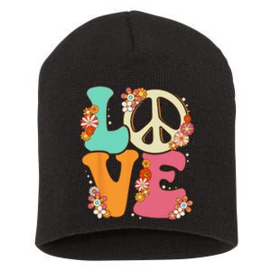 Peace Sign Love 60s 70s Costume Groovy Hippie Theme Party Short Acrylic Beanie