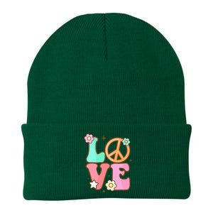 Peace Sign Love 60s 70s Costume Groovy Hippie Theme Party Knit Cap Winter Beanie