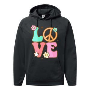 Peace Sign Love 60s 70s Costume Groovy Hippie Theme Party Performance Fleece Hoodie