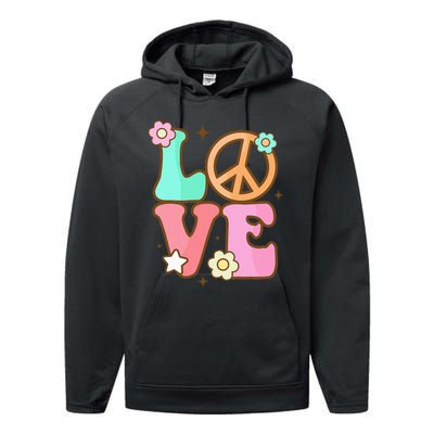 Peace Sign Love 60s 70s Costume Groovy Hippie Theme Party Performance Fleece Hoodie