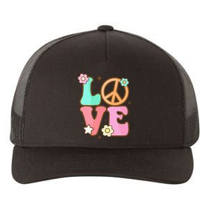 Peace Sign Love 60s 70s Costume Groovy Hippie Theme Party Yupoong Adult 5-Panel Trucker Hat