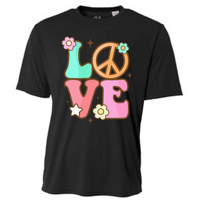 Peace Sign Love 60s 70s Costume Groovy Hippie Theme Party Cooling Performance Crew T-Shirt