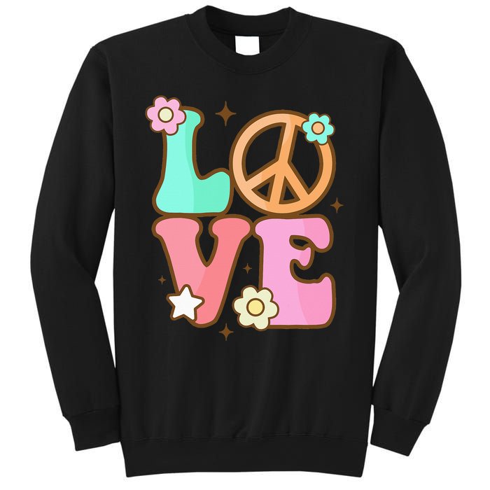 Peace Sign Love 60s 70s Costume Groovy Hippie Theme Party Sweatshirt