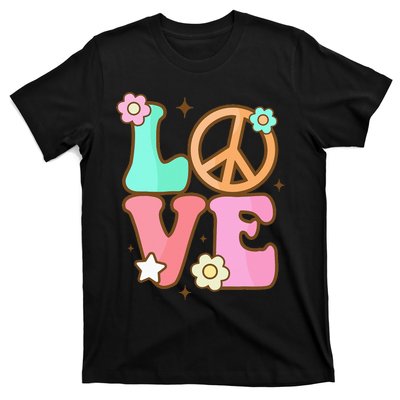 Peace Sign Love 60s 70s Costume Groovy Hippie Theme Party T-Shirt