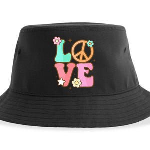 Peace Sign Love 60s 70s Costume Groovy Hippie Theme Party Sustainable Bucket Hat