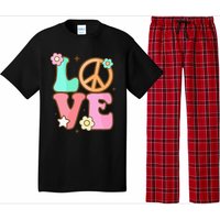 Peace Sign Love 60s 70s Costume Groovy Hippie Theme Party Pajama Set