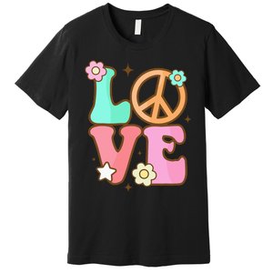 Peace Sign Love 60s 70s Costume Groovy Hippie Theme Party Premium T-Shirt