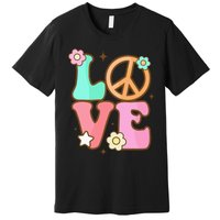 Peace Sign Love 60s 70s Costume Groovy Hippie Theme Party Premium T-Shirt