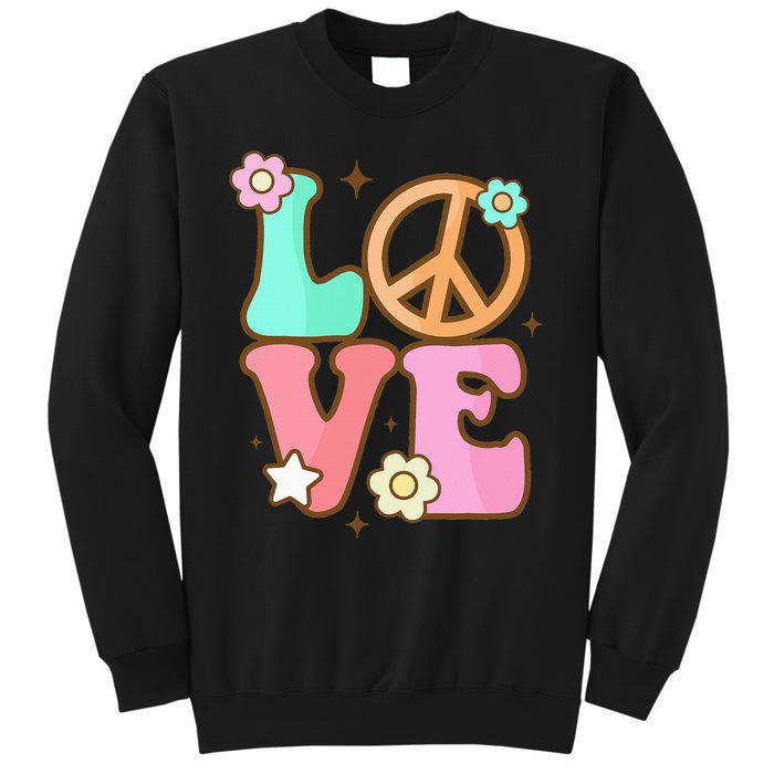 Peace Sign Love 60s 70s Costume Groovy Hippie Theme Party Tall Sweatshirt