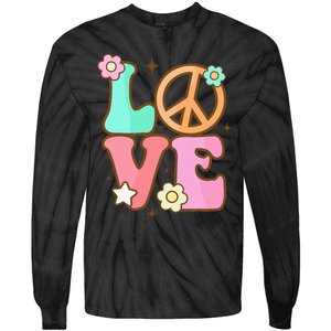 Peace Sign Love 60s 70s Costume Groovy Hippie Theme Party Tie-Dye Long Sleeve Shirt