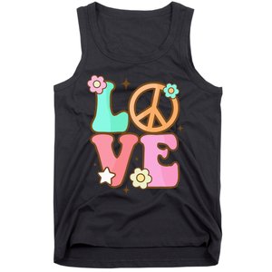 Peace Sign Love 60s 70s Costume Groovy Hippie Theme Party Tank Top