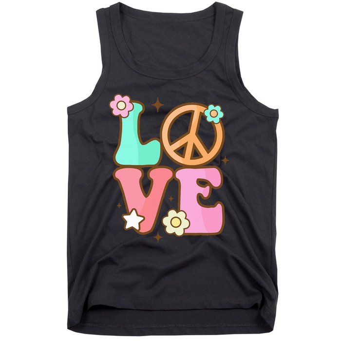 Peace Sign Love 60s 70s Costume Groovy Hippie Theme Party Tank Top