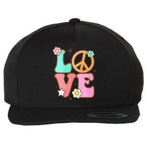 Peace Sign Love 60s 70s Costume Groovy Hippie Theme Party Wool Snapback Cap