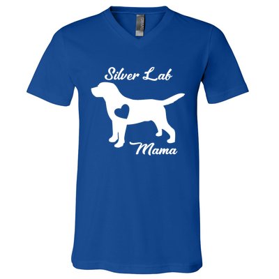 Proud Silver Lab Mama Mom Labrador Retriever Funny Gift V-Neck T-Shirt