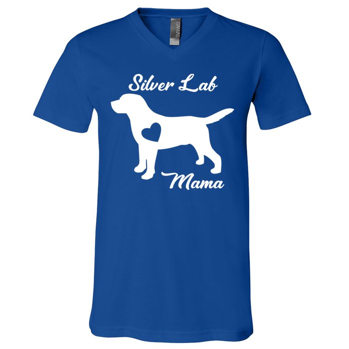 Proud Silver Lab Mama Mom Labrador Retriever Funny Gift V-Neck T-Shirt