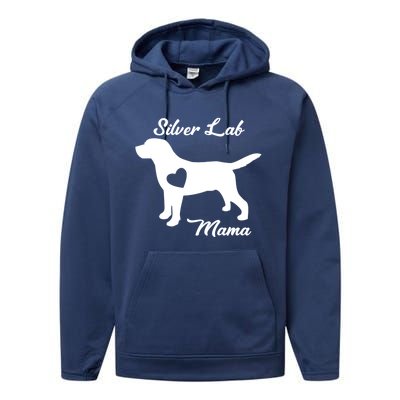 Proud Silver Lab Mama Mom Labrador Retriever Funny Gift Performance Fleece Hoodie