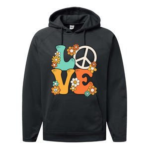 Peace Sign Love 60s 70s Groovy Hippie Theme Party Performance Fleece Hoodie