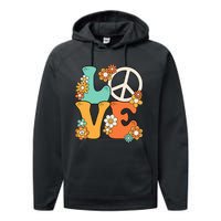 Peace Sign Love 60s 70s Groovy Hippie Theme Party Performance Fleece Hoodie