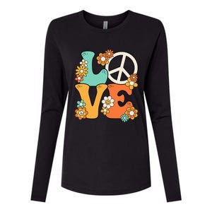 Peace Sign Love 60s 70s Groovy Hippie Theme Party Womens Cotton Relaxed Long Sleeve T-Shirt