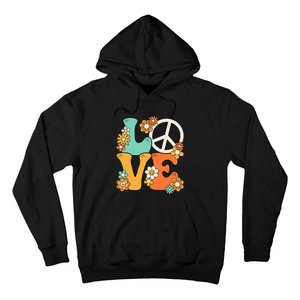 Peace Sign Love 60s 70s Groovy Hippie Theme Party Hoodie