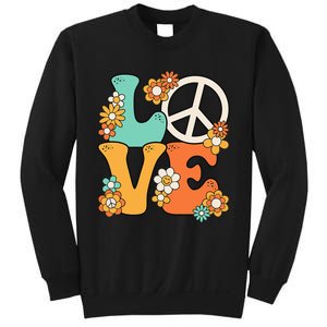 Peace Sign Love 60s 70s Groovy Hippie Theme Party Sweatshirt