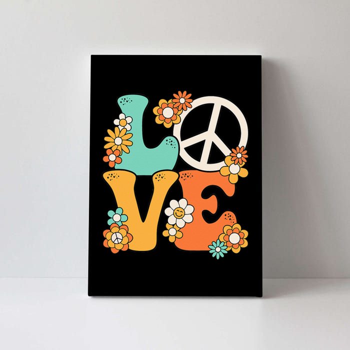 Peace Sign Love 60s 70s Groovy Hippie Theme Party Canvas