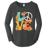 Peace Sign Love 60s 70s Groovy Hippie Theme Party Women's Perfect Tri Tunic Long Sleeve Shirt