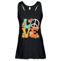 Peace Sign Love 60s 70s Groovy Hippie Theme Party Ladies Essential Flowy Tank