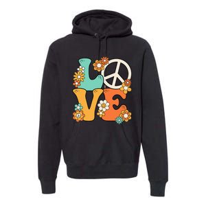 Peace Sign Love 60s 70s Groovy Hippie Theme Party Premium Hoodie