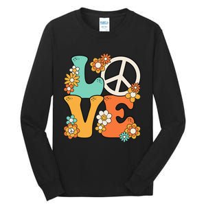 Peace Sign Love 60s 70s Groovy Hippie Theme Party Tall Long Sleeve T-Shirt