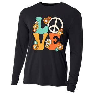 Peace Sign Love 60s 70s Groovy Hippie Theme Party Cooling Performance Long Sleeve Crew