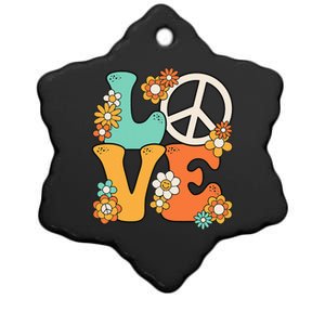 Peace Sign Love 60s 70s Groovy Hippie Theme Party Ceramic Star Ornament