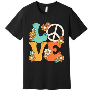 Peace Sign Love 60s 70s Groovy Hippie Theme Party Premium T-Shirt