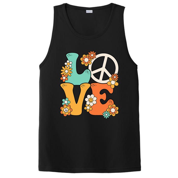 Peace Sign Love 60s 70s Groovy Hippie Theme Party PosiCharge Competitor Tank