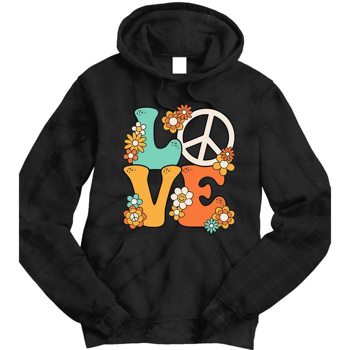 Peace Sign Love 60s 70s Groovy Hippie Theme Party Tie Dye Hoodie