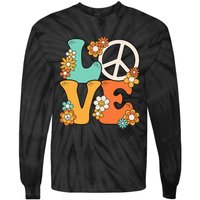 Peace Sign Love 60s 70s Groovy Hippie Theme Party Tie-Dye Long Sleeve Shirt