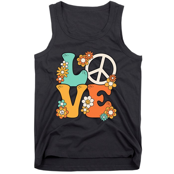 Peace Sign Love 60s 70s Groovy Hippie Theme Party Tank Top