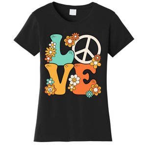 Peace Sign Love 60s 70s Groovy Hippie Theme Party Women's T-Shirt