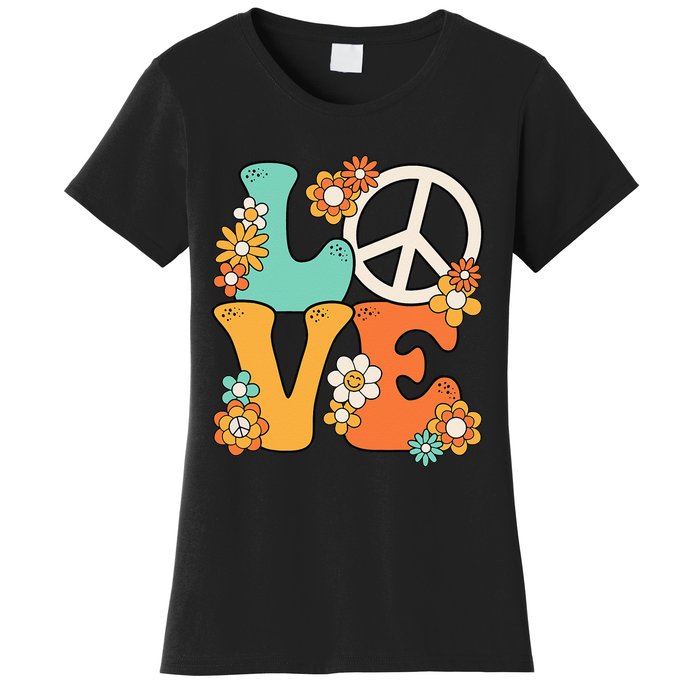 Peace Sign Love 60s 70s Groovy Hippie Theme Party Women's T-Shirt