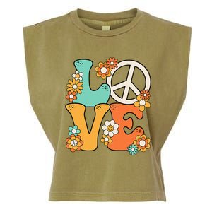 Peace Sign Love 60s 70s Groovy Hippie Theme Party Garment-Dyed Women's Muscle Tee