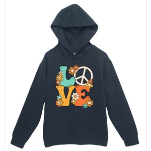 Peace Sign Love 60s 70s Groovy Hippie Theme Party Urban Pullover Hoodie