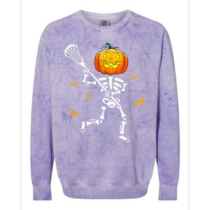 Pumpkin Skeleton Lacrosse Halloween Colorblast Crewneck Sweatshirt