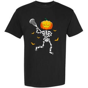 Pumpkin Skeleton Lacrosse Halloween Garment-Dyed Heavyweight T-Shirt