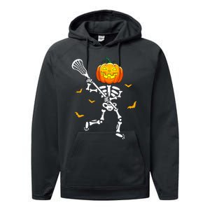 Pumpkin Skeleton Lacrosse Halloween Performance Fleece Hoodie