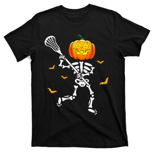 Pumpkin Skeleton Lacrosse Halloween T-Shirt