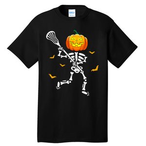 Pumpkin Skeleton Lacrosse Halloween Tall T-Shirt