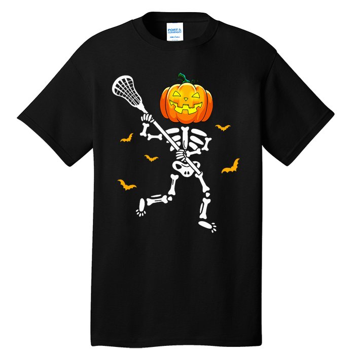 Pumpkin Skeleton Lacrosse Halloween Tall T-Shirt