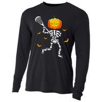 Pumpkin Skeleton Lacrosse Halloween Cooling Performance Long Sleeve Crew