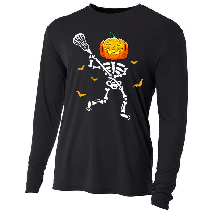 Pumpkin Skeleton Lacrosse Halloween Cooling Performance Long Sleeve Crew