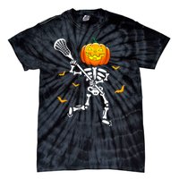 Pumpkin Skeleton Lacrosse Halloween Tie-Dye T-Shirt